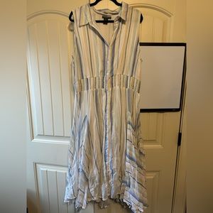Stripped Pattern Plus Size Button Dress